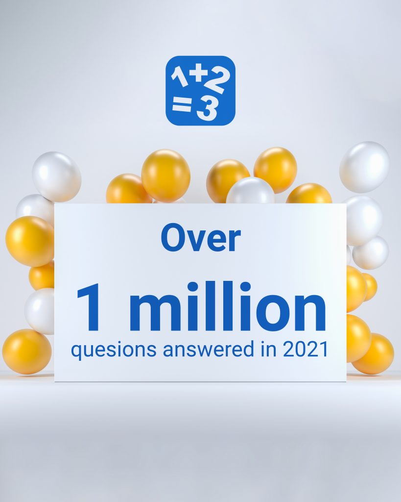 Over 1 million questions answered in 2021 using Incredible Maths